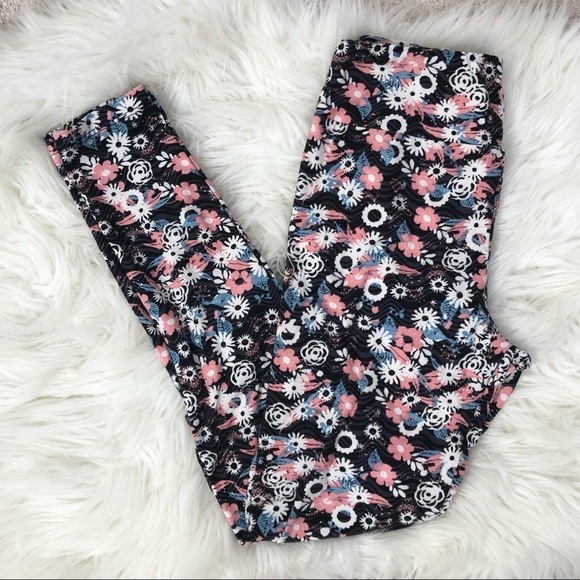 Lularoe One Size Floral Leggings - Picture 1 of 4